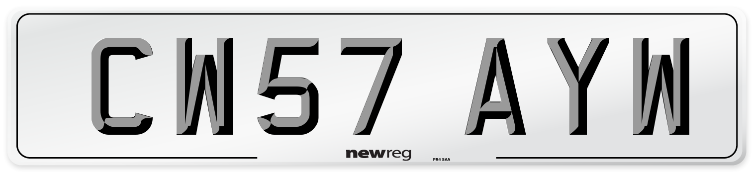 CW57 AYW Number Plate from New Reg